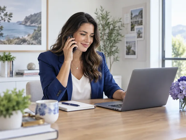 A real estate agent following up with a lead by phone
